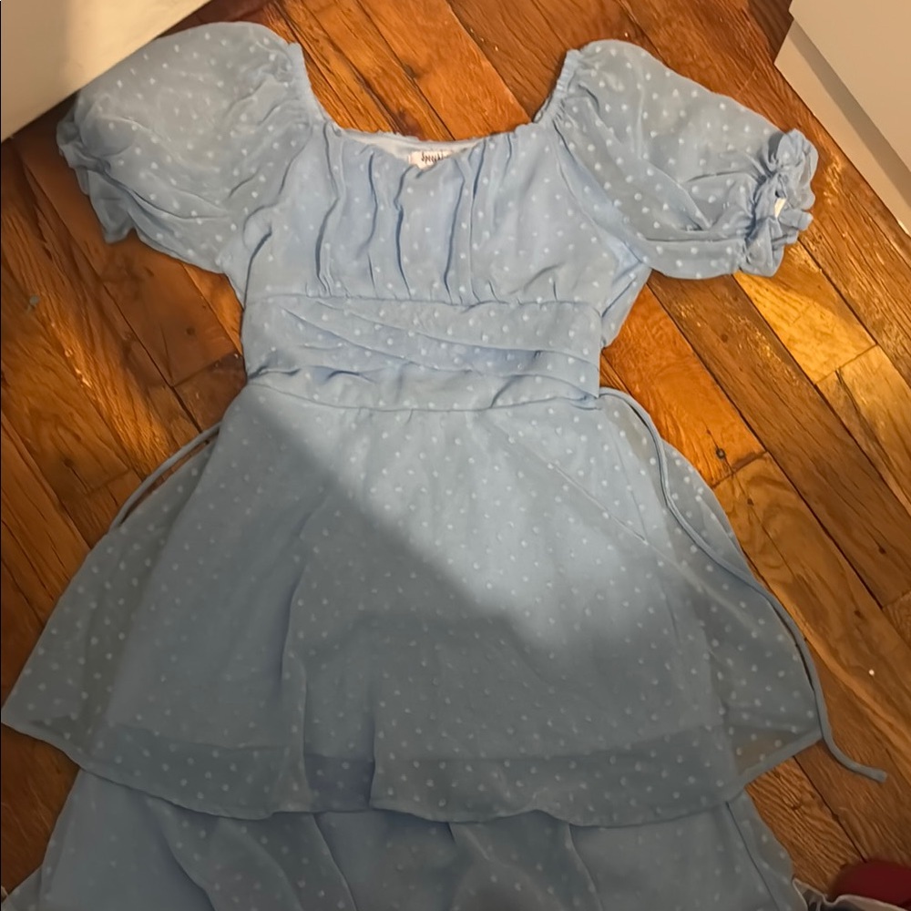 Speechless Blue Ruffled Ruched Sundress
